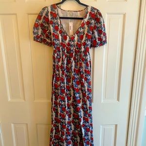 J. Crew V-Neck Maxi Dress in Poppy Print - Size 4 - NWT